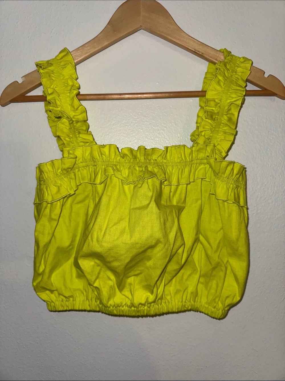 miami Neon Chartreuse Ruffle Crop Top